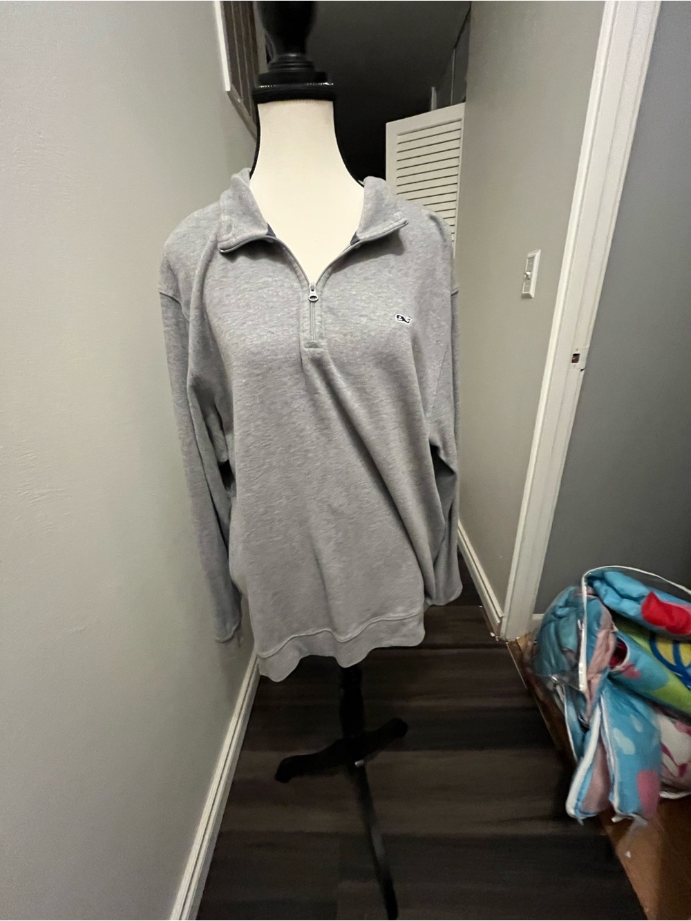 Vineyard Vines Light Gray Half-Zip V-Neck Sweater
